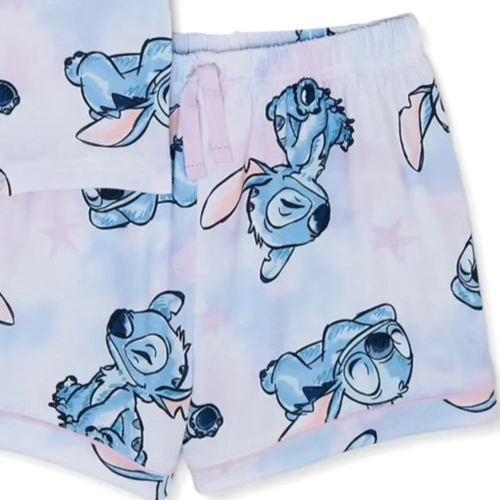 DISNEY LILO & STITCH Girl's XS 2 Piece Pajama Shorts Sleepwear Set SIZE 4-5 NEW